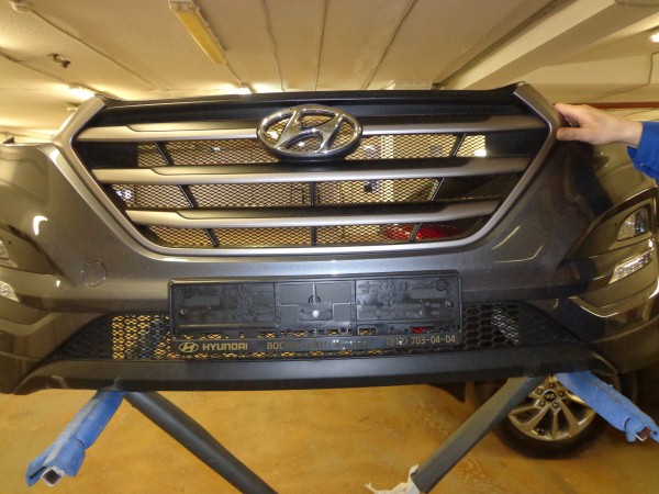Установка защитной сетки радиатора на Hyundai Tucson